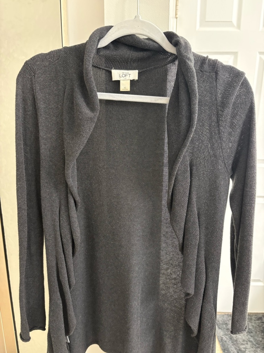 LOFT Charcoal Open-Front Draped Women's Cardigan